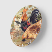  Personalisierte Rooster Bauernhof Platz W Runde Wanduhr (Winkel)