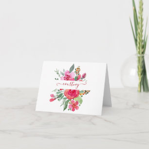 Personalisierte rosa Aquarell-Blumen Notizkarte Karte