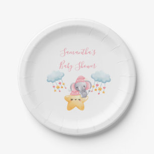 Personalisierte rosa Baby-Elefant-Baby-Party Pappteller