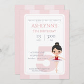 Personalisierte Rosa Ballerina Geburtstag Einladung (Vorne/Hinten)