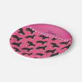 Personalisierte rosa Bernese Gebirgsnamenshunde Pappteller (Schrägansicht)