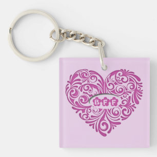 Personalisierte rosa BESTE FREUNDIN Herzkette Schlüsselanhänger