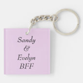 Personalisierte rosa BESTE FREUNDIN Herzkette Schlüsselanhänger (Rückseite)