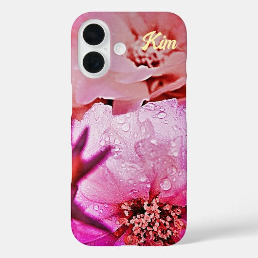 Personalisierte rosa Blume Apple iPhone Case (Rückseite)
