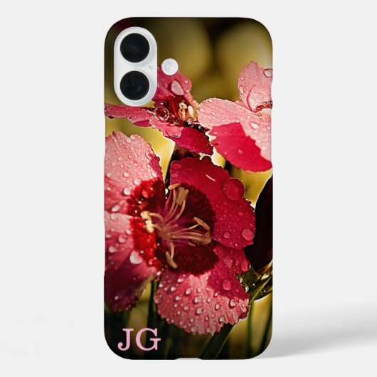 Personalisierte rosa Blume Apple iPhone Case (Rückseite)