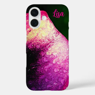 Personalisierte rosa Blume Apple iPhone Case