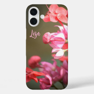 Personalisierte rosa Blume Apple iPhone Case