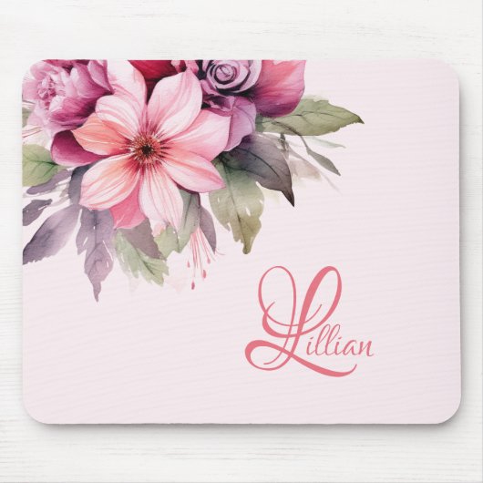 Personalisierte rosa Blume Mousepad (Vorne)