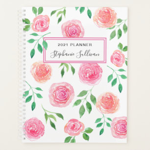 Personalisierte rosa Blume  Planer