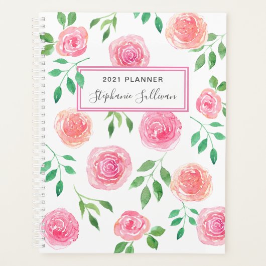 Personalisierte rosa Blume  Planer (Vorderseite)
