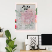 Personalisierte rosa Blume Poster (Heimbüro)