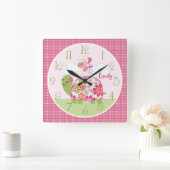 Personalisierte rosa Blume Turtle/Butterfly Uhr (Zuhause)