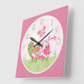 Personalisierte rosa Blume Turtle/Butterfly Uhr (Winkel)