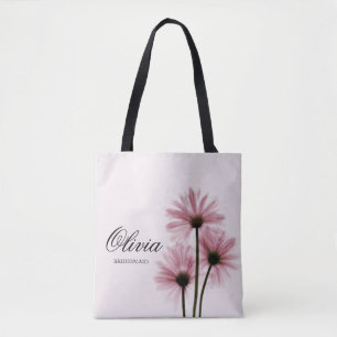 Personalisierte rosa Blumen-Brautjungfern-Tasche Tasche