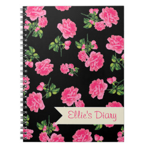 Personalisierte rosa Blumen u. stilvolles Notizblock