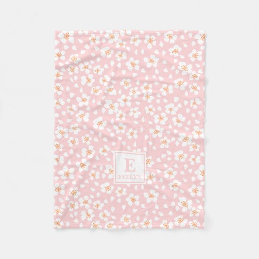 Personalisierte rosa Blumenmonogramm-Decke für Mäd Fleecedecke (Vorderseite)