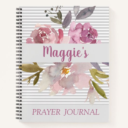 Personalisierte Rosa Blütenbibel Spirale Notizblock (Vorderseite)