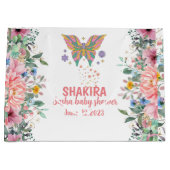 Personalisierte, rosa Blütendusche, Schmetterlings Große Geschenktüte (Vorderseite)