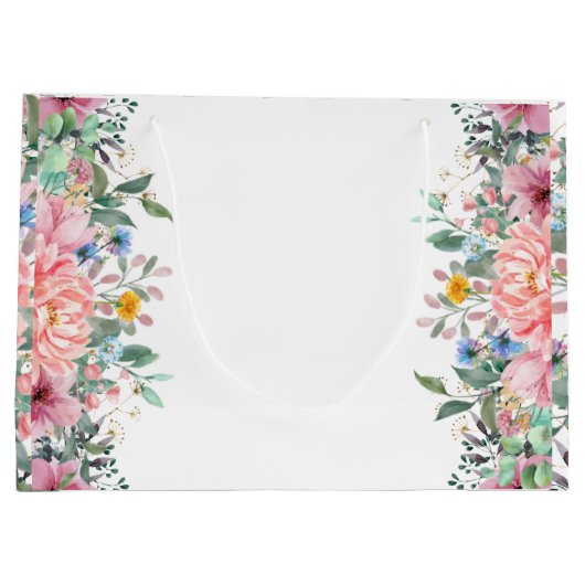 Personalisierte, rosa Blütendusche, Schmetterlings Große Geschenktüte (Rückseite)