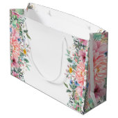 Personalisierte, rosa Blütendusche, Schmetterlings Große Geschenktüte (Rückseite Schrägansicht)