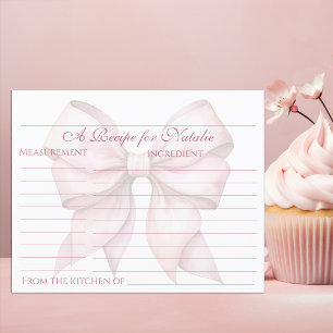 Personalisierte Rosa Bow Brautparty Rezept Karte
