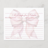 Personalisierte Rosa Bow Brautparty Rezept Karte (Vorderseite)