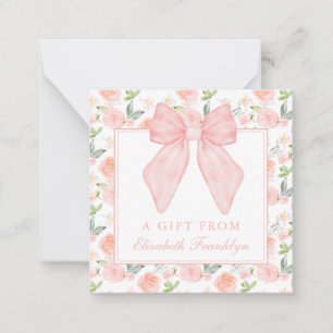 Personalisierte Rosa Bow Floral Girls Geschenkverp Mitteilungskarte