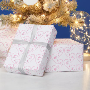 Personalisierte rosa Braut und Herzcharakter Geschenkpapier