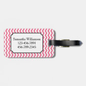 Personalisierte rosa Braut-Zickzack Gepäckanhänger (Rückseite horizontal)