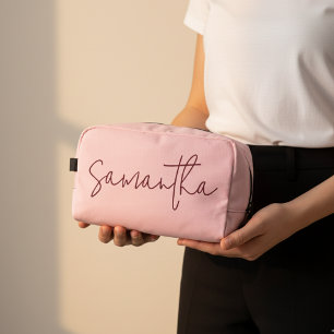 Personalisierte rosa Brautjungfern-Make-up-Tasche Waschbeutel