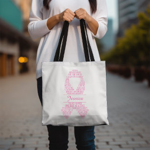 Personalisierte rosa Brustkrebs-Typografie Tasche