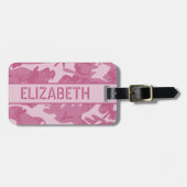 Personalisierte rosa Camouflage Gepäckanhänger (Vorderseite horizontal)