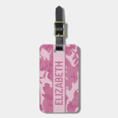 Personalisierte rosa Camouflage Gepäckanhänger (Vorderseite vertikal)
