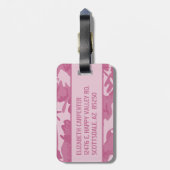 Personalisierte rosa Camouflage Gepäckanhänger (Rückseite vertikal)