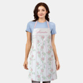 Personalisierte rosa Coquette-Rose-Blumen Schürze (Getragen)
