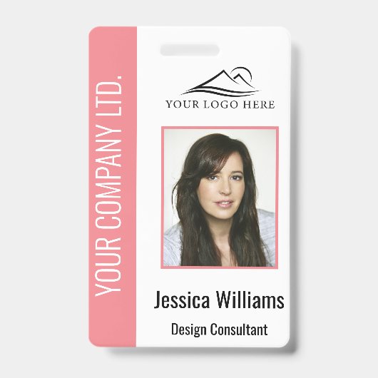 Personalisierte rosa Corporate Employee Security I Ausweis (Front)