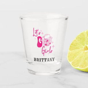 Personalisierte Rosa Cowgirl Let's Go Girls Schnapsglas