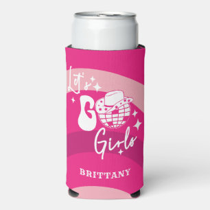 Personalisierte Rosa Cowgirl Let's Go Girls Selters Dosenkühler