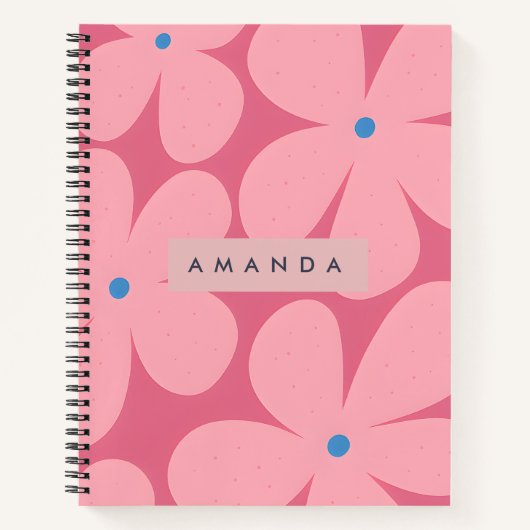 Personalisierte rosa Daisy und Blaue Mitte Blume Notizblock (Vorderseite)