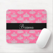 Personalisierte rosa Damast-Diamant-Namenskrone Mousepad (Mit Mouse)