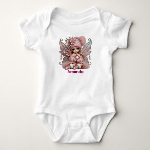Personalisierte rosa Fee Baby Strampler