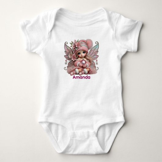 Personalisierte rosa Fee Baby Strampler (Vorderseite)