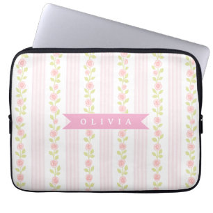 Personalisierte rosa feminine kokette florale gest laptopschutzhülle