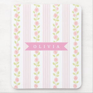 Personalisierte rosa feminine kokette florale gest mousepad
