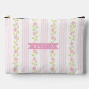 Personalisierte rosa feminine kokette florale gest zubehörtasche