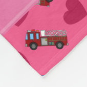 Personalisierte rosa Feuer-LKW-Namensherzen Fleecedecke (Ecke)