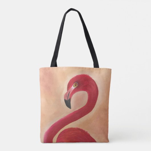 Personalisierte rosa Flamingo-Kunst Tasche (Rückseite)