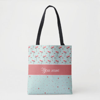 Personalisierte rosa Flamingo-Polka-Punkte Tasche