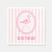 Personalisierte rosa Flamingo-Preppy-Papier-Servie Serviette (Vorderseite)