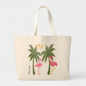 Personalisierte rosa Flamingo-Strand-Tasche Jumbo Stoffbeutel (Vorne)